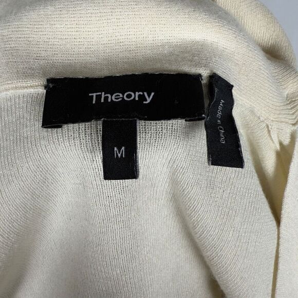 Theory Silk / Cashmere Ivory Keyhole V-Neck Sweater - Women’s M - Picture 6 of 7